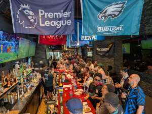 Crowd watches 2025 Champions League Final soccer Lion Sports Bar Philly 2 best soccer bar Philadelphia World Cup watch party