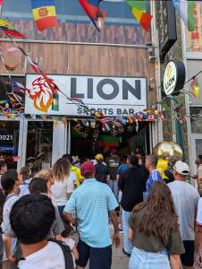 A crowd waits outside Lion Sports Bar to get in to watch the FIFA World Cup Philadelphia Number 1 soccer bar philly best soccer bar Philadelphia